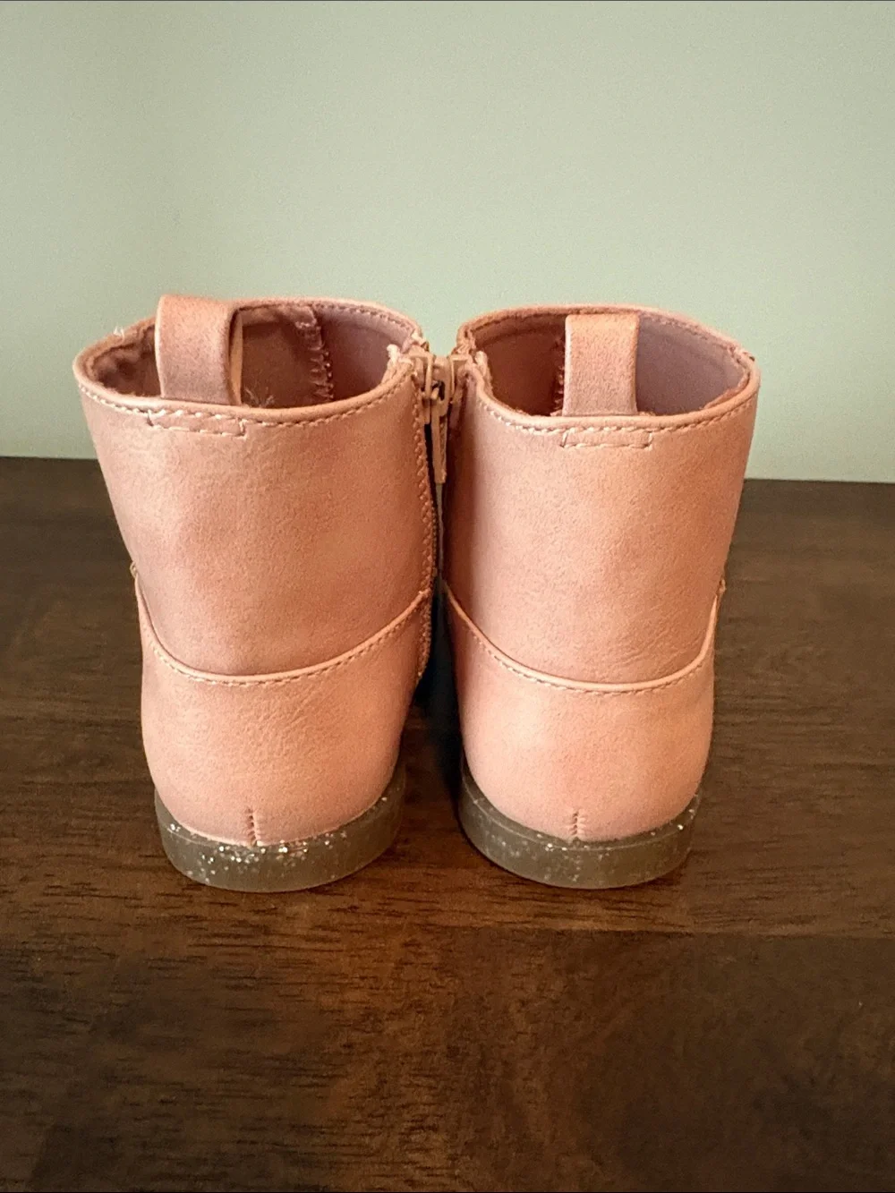 Kids Pink Ankle Boots with Sparkle sole - Stylish Zip Closure